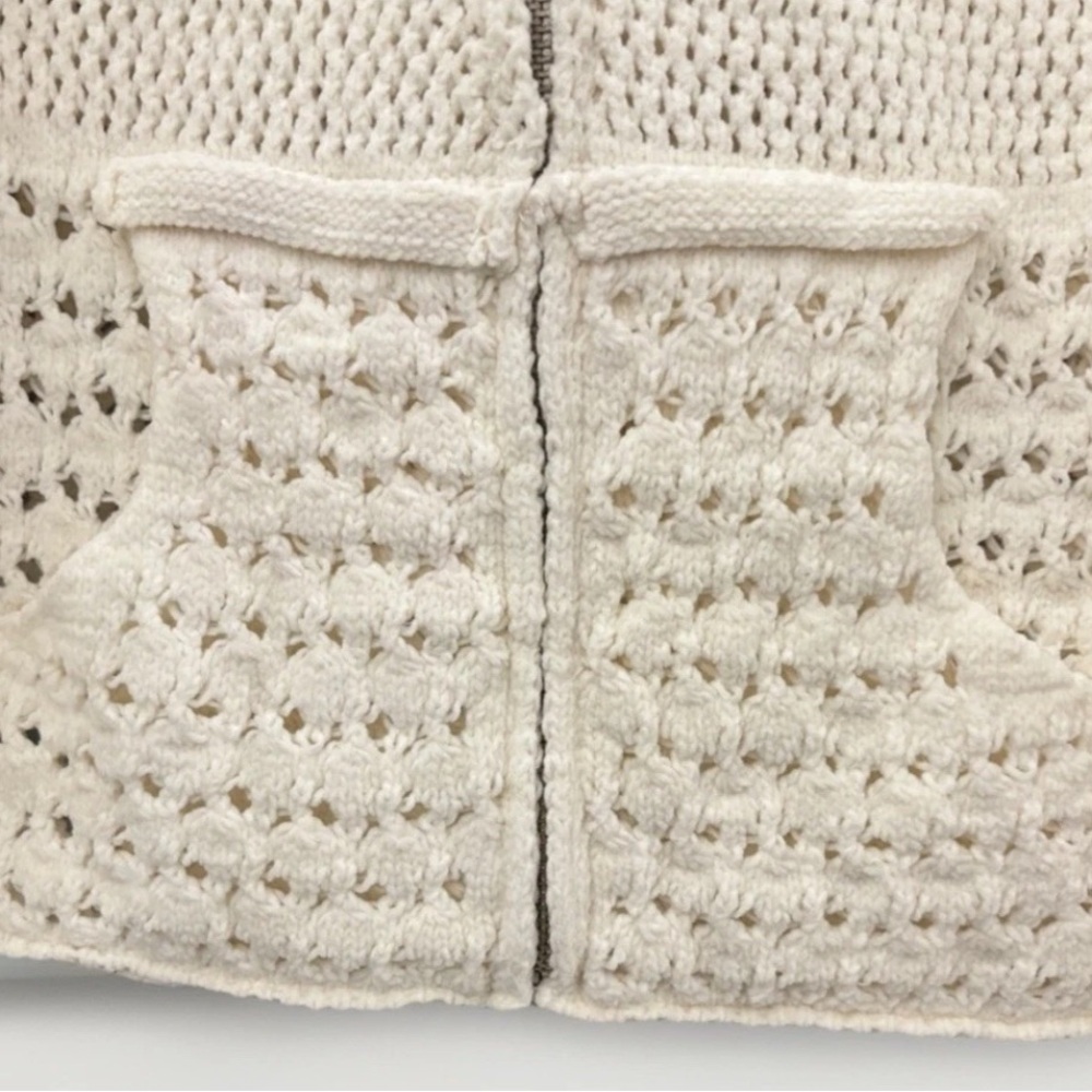POL Cream Chenille Crochet Zip Up Hoodie - Picture 4 of 8